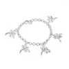 Charm Bracelets Silver Color Dragonfly Pendant Bracelet With Zircon Top Quality Sweet Style Jewelry Woman Beautiful Birthday Gift