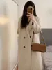 Women's Wool Blends Hot Sale Women Long Woolen Coat Over Knee Length Autumn Winter 2023 New Korean Brand Loose Wool Overcoat Dropshipping HKD230904