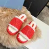 Designer Raffia Straw Slippers Women Plush Slippers Furry Slides Casual Fashion Multi color Flat Knitted Slippers Retro Beach Outwear Sandals