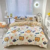 100% pure cotton four piece bed sheet, duvet cover, pillowcase, printed soft and comfortable pure cotton material, bedding, cute and playful animal patterns