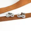 Stud Earrings High Grade Zircon Number 8 Moon Shaped For Women Girls Fashion Crystal Ear Jewelry Birthday Gifts