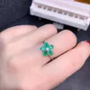 Cluster Rings Fashion Flower Shape Green Emerald Gemstone Ring For Women Ornaments Real 925 Silver Natural Gem Lucky Birthstone