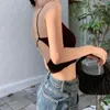 Women's T Shirts 2023 Sexy Club Backless Crop Top Strap Vest Summer Black Tanktop With Inner Short Slim Fit Tank Outerwear Tops