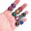 Cluster Rings Wholesale 20/30/50pcs/lot Wolf Teeth Inlaid Mixed Color Gem Alloy Ring For Men And Women's Retro Wedding Jewelry Gift