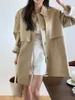 Women's Trench Coats Korean INS Autumn Fashion Versatile Polo Collar Single Breasted Long Sleeved Windbreaker Coat Looks Slim For Women