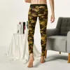 Intimo termico da uomo Autunno e inverno Sexy mimetico a strisce laterali in cotone Mutande lunghe a vita bassa Leggings