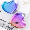 Decorative Figurines Homies 1pc Ins Stainless Steel Golden Tray Colorful Heart Jewelry Storage Fruits Snacks Organizer Gadgets Decor Gift