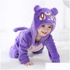 Newborn Babe Kigurumi Sailor Moon Diana Purple Luna Cat Cosplay Costumes Cartoon Flannel Infant Romper Onesies Pajamas Sleepwear C1018 Dhncz