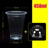 Disposable Dinnerware 100PCSSet 450ML Plastic Cups with Dome Lids for Iced Cold Drink Coffee Tea Smoothies Sodas Water Party Cup Tableware 230901
