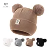 Шляпы кепков зима дети теплый ребенок, вязаный с Pom Kids Kids Kinde Beanie Solid Color Childrens Hat для мальчиков, девочки 230901