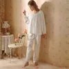 Vêtements de nuit pour femmes Style princesse pour filles, pantalons à manches longues, doux, ample, pur désir, ensemble de vêtements de maison Vintage français