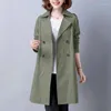 Trench da donna 2023 Cappotto stile autunno primavera Cappotto femminile sciolto medio lungo Doppio petto Giacca da donna con temperamento moda