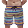 Herren-Shorts, zweifarbig, Sommerfarben, gestreift, sportlich, kurze Hose, schnell trocknend, Hawaii-Grafik, Badehose in Übergröße