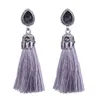 Kolczyki stadnorskie Czech Big Rhinestone Long Tassel Woman for Women Girl Fash Fashion Ethnic Duże frędzlowe kolczyki Prezent biżuterii