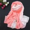 Sjaals LaMaxPa Zachte Dames Gradiënt Zijden Sjaal Herfst Winter Lange Bandana Sjaals en Omslagdoeken Vrouwelijke Hijab Luxe Echarpe Pashmina 230904