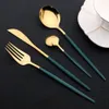 Dinnerware Sets 30Pcs Set Stainless Steel Dinner Knife Fruit Fork Spoon Black Gold Cutlery Kitchen Tableware Silverware 230901