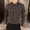 Men's Casual Shirts Plus Size 5XL-M Korean Long Sleeve Striped Shirts Men Clothing Simple Slim Fit Business Casual Office Blouse Homme 230901