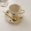 Tazze Piattini Vintage Ceramica Tazza da caffè espresso Latte Estetica Piattino cinese Set da tè Riutilizzabile Taza Ceramica Articoli per la casa