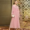 Abbigliamento etnico Elegante set musulmano rosa per le donne Ramadan Arabo Femme Abaya Abito modesto Eid Islamico Jalabiya Marocain Abiti marocchini