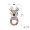 Rattles Mobiles Handmade Baby Wooden Teether DIY Crochet Deer ELK Rattle born Rodent Teething Ring Mobile Gym Educational Toys for Kids 230901