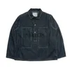 Mäns jackor 1920 -talets vintage US Army vår sommarblå denim arbete uniformer Löst tröjor skjorta jacka J230904