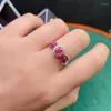 Anéis de cluster 925 prata incrustada anel de rubi para mulheres fino artesanato luz jóias de luxo pode ser personalizado