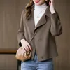 Womens Wool Blends Fashion Design Short Woolen Coat Spring Autumn Korean Double Sided Jacka Casual Ytterkläder Topps Kvinna 230904