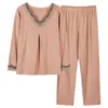 Kvinnors sömnkläder Kvinnor Pyjamas Set Casual Modal 2st Long Sleeve Pants Soft Homewear Intime Lingerie Cute Nightwear M-3XL