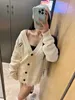 Miu Mujia automne pull ample femme mince col en v bouton tricoté Cardigan à manches longues sweat broderie tricots vêtements d'hiver