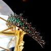 2019 Vintage Wedding Crown Dark Green Rhinestone Beaded Hair Accessories pannband Band Crown Tiara Ribbon Headpiece Jewelry S269o