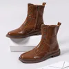 Bottes Chaussures à fermeture éclair latérale pour garçons et filles en cuir pour adolescentes, bottes modernes de printemps et d'hiver, taille solide 34-39, noires et brunes, 2024