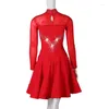Stage Wear Long Sleeve Latin Competition Dance Skirt Women 2023 Red Standard Dancing Dress Adult Samba Rumba