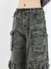 Kobiety S Jeans American Camouflage ładunkowy kieszanie kobiety y2k Europe America Hip Hop Fried Street Wide Leg Casual Pants High 2023 230901