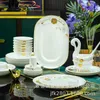 Servis uppsättningar Jingdezhen Bone Porcelain Bowl och Dish Set Hushåll Luxury Table Berfores Riskombination Chopstick Gift