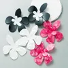 Stud Earrings Big Acrylic Resin Flower For Women Fashion Holiday Party Statement Jewelry Accessories Korean Designer