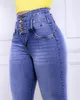 Women s Jeans High waisted Four button Super Stretch Thin Leg Elastic Denim Trousers Skinny Ankle Length Pants 230901