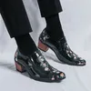 Sapatos de vestido masculinos de couro genuíno altura crescente dedo do pé apontado designer de salto alto homem casamento