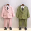 Suits Çocuk İlkbahar Yaz Kore takım elbise set erkekler ev sahipliği yaptı Performans Pogerya Doğum günü Düğün Kostümü Çocuk Ceket Pantolon Giysileri 230904