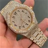 Montre de luxe personnalisée Ap Top glacé, certificat Vvs Moissanite, bijoux Hip Hop, buste vers le bas, montre faite à la main, Pass Diamond Tter cy