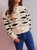 Women's Sweaters 2023 Fall Winter Irregular Stripped Cardingan Women Short O-neck Sweater Coat