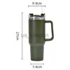 Termos 304 taza aislada de acero inoxidable 1200 ml de gran capacidad con mango de paja taza de coche taza de cerveza taza de helado x0904