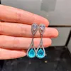 Dingle örhängen lyxiga paraiba smycken sterling silver 925 droppe för kvinnor bröllop engagemang kväll klänning gåvor