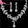 STOCK 2022 High Quality Luxury Crystals Jewerly Two Pieces Earrings Necklace Rhinestone Wedding Bridal Sets Jewelry Set236c