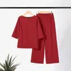 Women's Two Piece Pants Breathable Women Set Stylish 2-piece Loose-fit T-shirt Wide-leg For A Comfortable Trendy Fall Look Lightweight