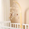 Rattles Mobiles Baby Wood Bed Bell Cartoon Rabbit Mobile Hanging Rattles Toy Hanger Crib Wood Holder Arm Bracket Kid Gifts 230901