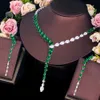 Charm Bracelets CWWZircons Super Luxury Unique 2PCS Long Dangle Necklace Big Africa Cubic Zirconia Jewlery Set for Women Wedding Brides T713 230901