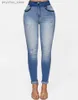 Jeans Femme Jeans Femme Taille Haute 2022 Tendance d'été Denim Zip Fly Ombre Déchiré Skinny Poche Bouton Quotidien Long Jeans Q230904