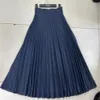 Skirts Retro pleated long skirt pleated denim Jeans Skirt For Women 230901