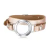 Bracelets de charme Ursjewelry 316L en acier inoxydable 25mm médaillon magnétique mémoire vivante médaillons flottants avec bracelet en cuir véritable