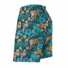 Men's Shorts Wild Tiger Board Men Yellow Lotus Pond Short Classic Trenky Swimming Trunks Oversize